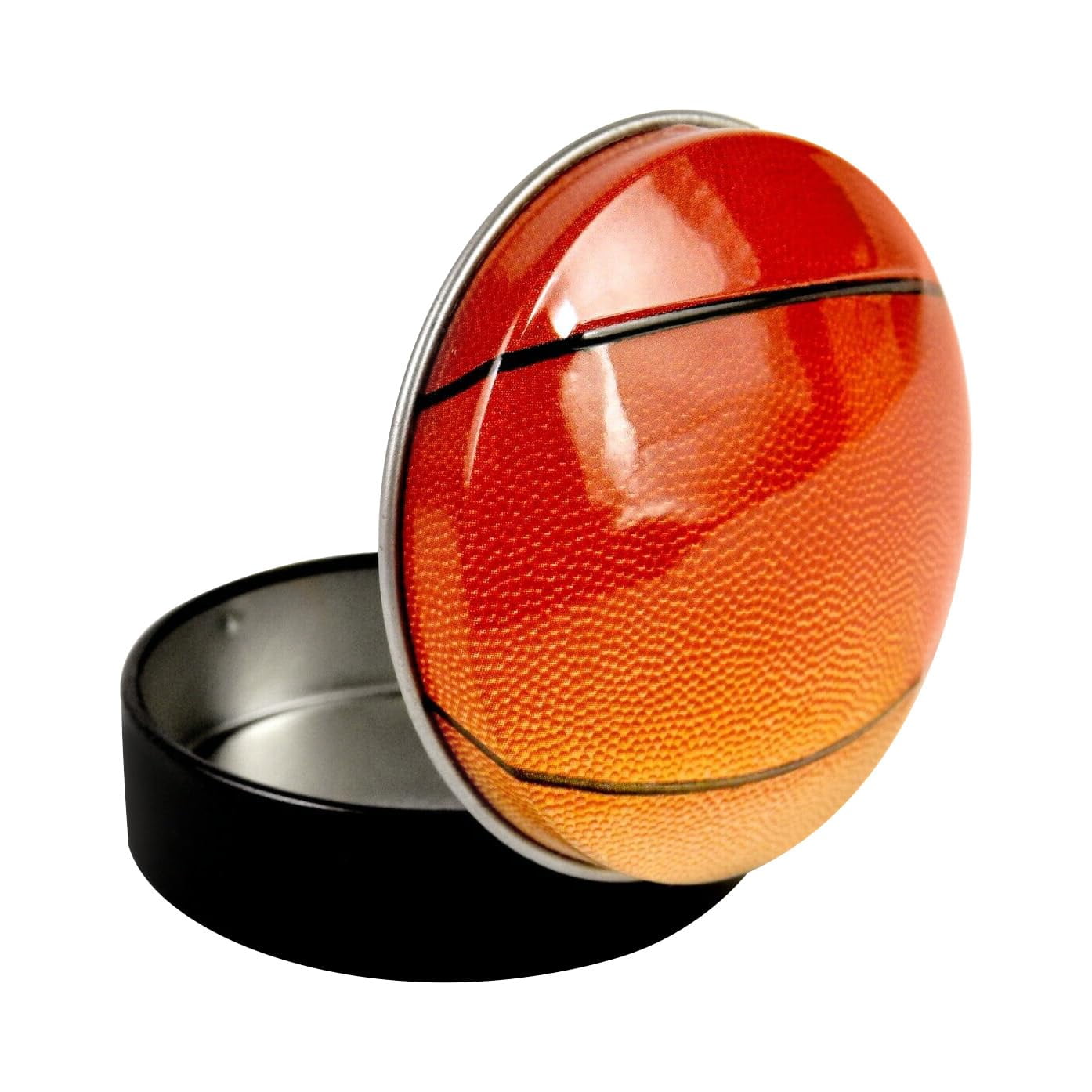 Basketball Theme Round Storage Tin 2.25" Diameter, Ideal for