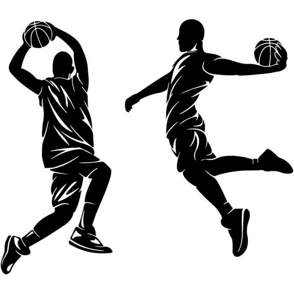 Basketball Theme Wall Sticker with Shooting and Dunking Silhouette PVC Wall Stickers Sports Wall Decal Large