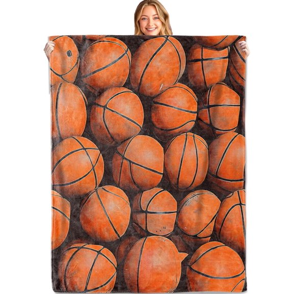 Basketball Throw Blanket,60x50 Inchin,Soft,Lightweight Flannel,Realistic Sport Balls Blankets Gifts for Kids Women Men,Game Day Lovers,for Couch Office Travel,Home Living Room Decor