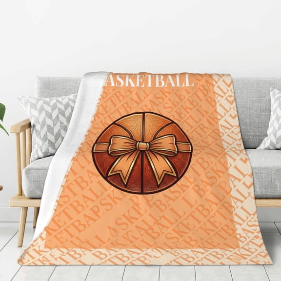 Basketball Throw Blanket Coquette Bow Softball Sports Throw Blanket, Home Decor Thanksgiving Gift 60x50