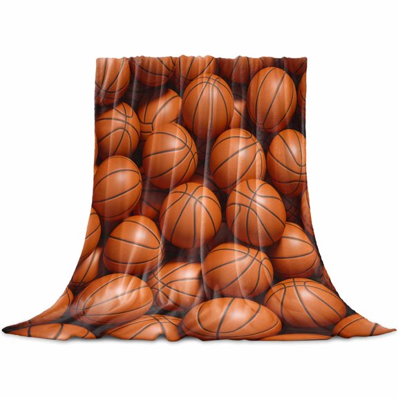 Basketball Throw Blanket for Couch, Soft Lightweight Flannel Fleece Blanket, Sports Brown Basketball Microfiber Plush All Season Decorative Blankets Gifts for Sofa Office Lap 30"x40"