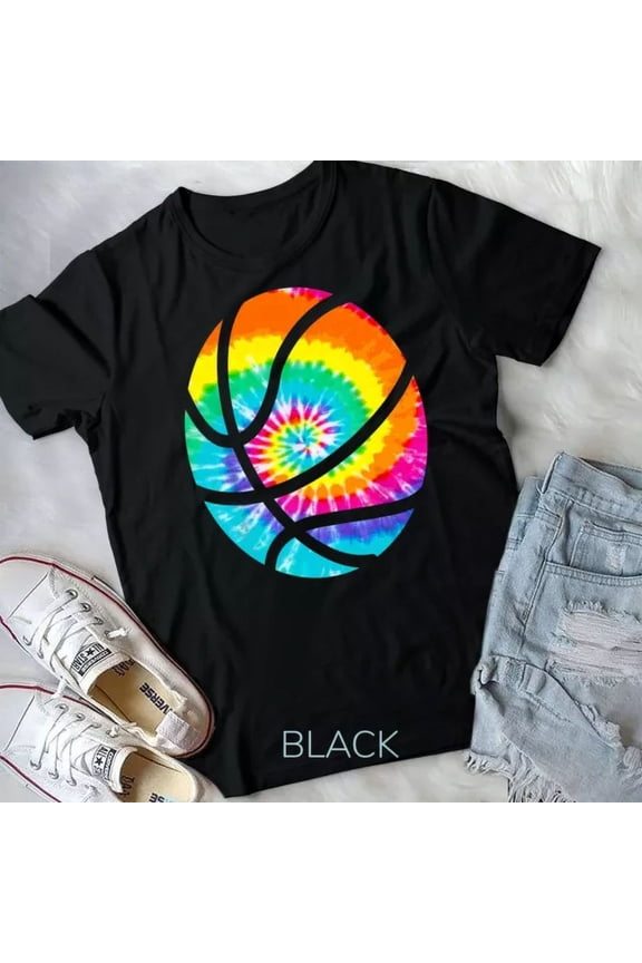 Basketball Tie Dye Shirt Rainbow Trippy Hippie Tee Shirt Unisex T-Shirt