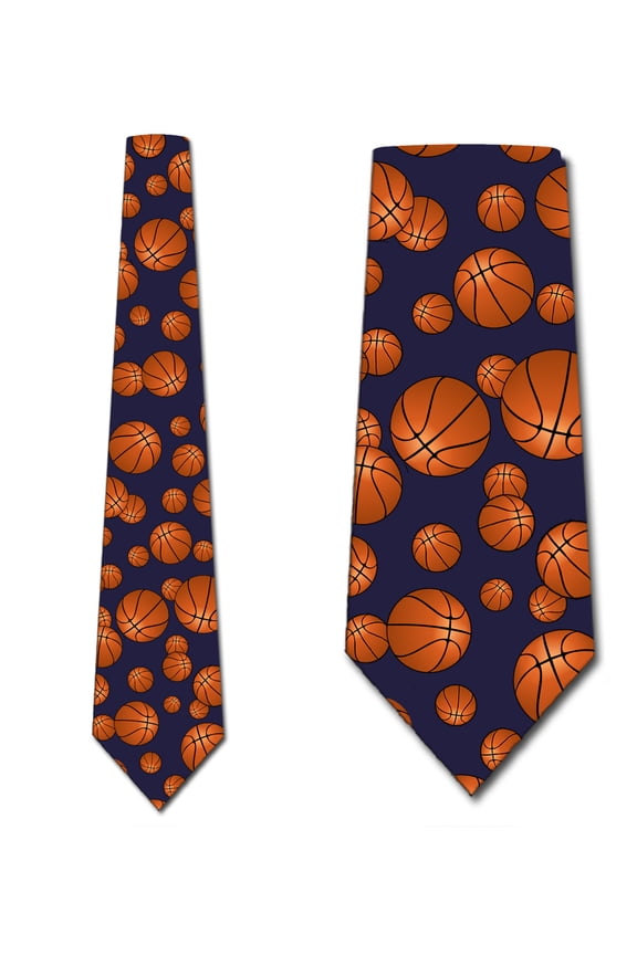Basketball Ties Mens Sports Navy Necktie by Three Rooker