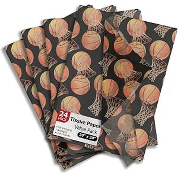 Basketball Tissue Paper, 24 Sheets, 20 x 30 Inches Gift Wrap Tissue Paper