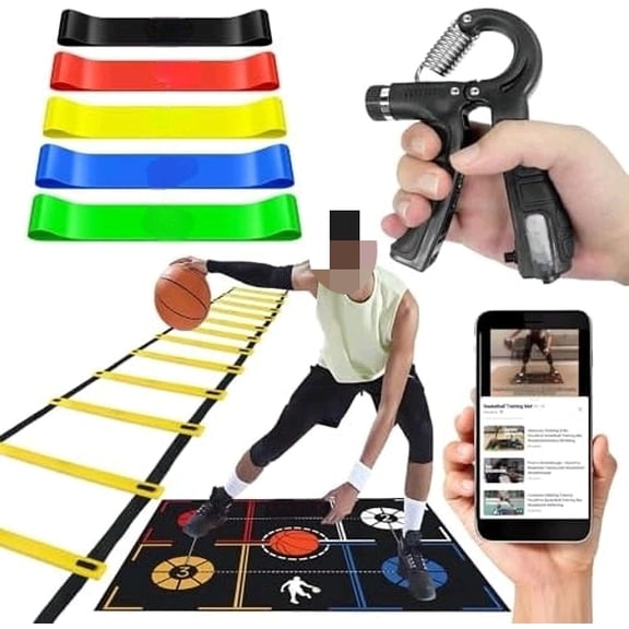 Basketball Training Equipment, Dribble Trainer, Footwork Training, Training Aids with Basketball Training Mat,Agility Ladder,Hand Grip Strengthener,Resistance Bands$$Sport & Recreation Other