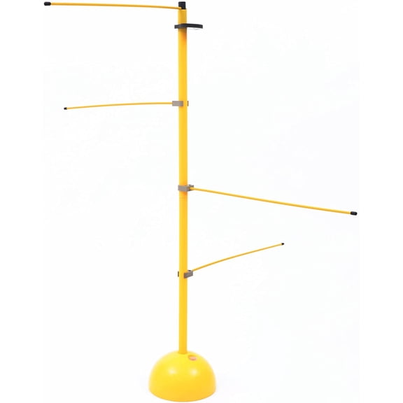 Basketball Training Pole Ball Control Training Lever Dribble Stick w/ Fan Storage Buckle Yellow Adjustable Height Basketball Dribble Trainer Equipment