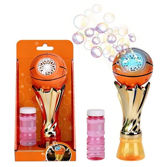 Basketball Trophy Electric Bubble Blower Machine with 100ml Bubble Solution for Outdoor Summer Parties and Backyard Events Battery Operated Portable