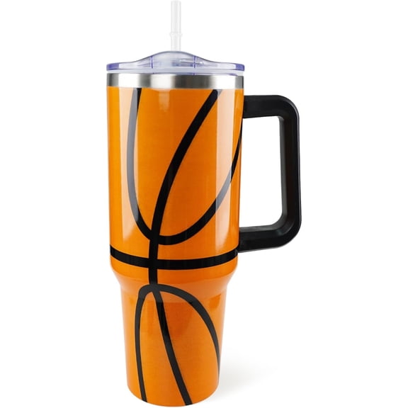 Basketball Tumbler Basketball Gifts for Men Girls Basketball Coach Gift for Basketball Lovers Basketball Cups Water Bottle 40oz Tumbler with Handle