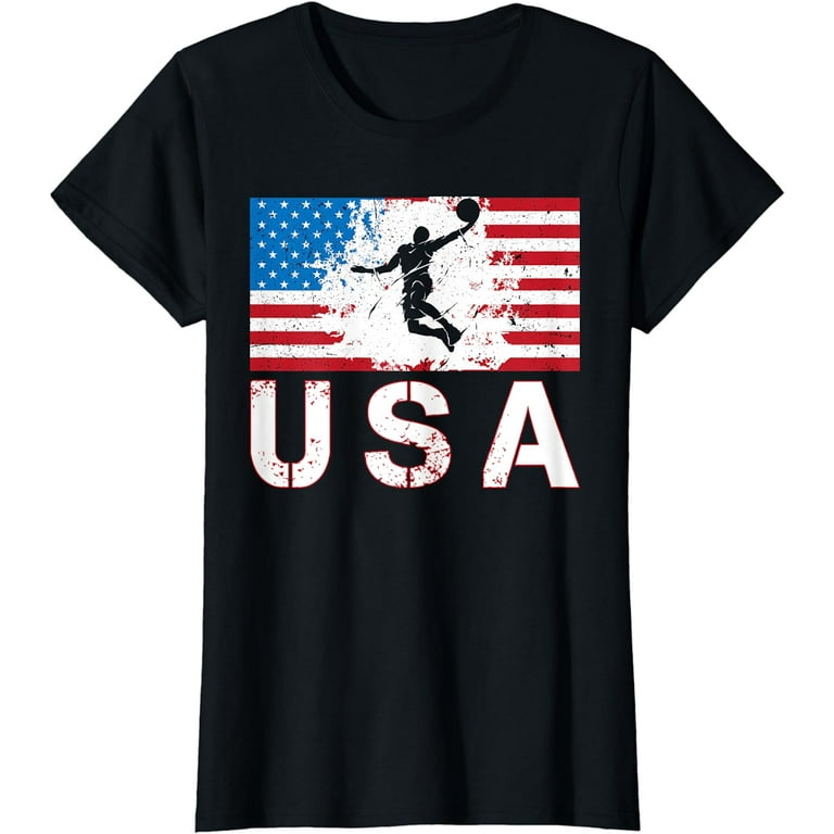 Vintage Retro American Flag Badminton T-Shirt Vintage Retro American Flag Badminton T-Shirt