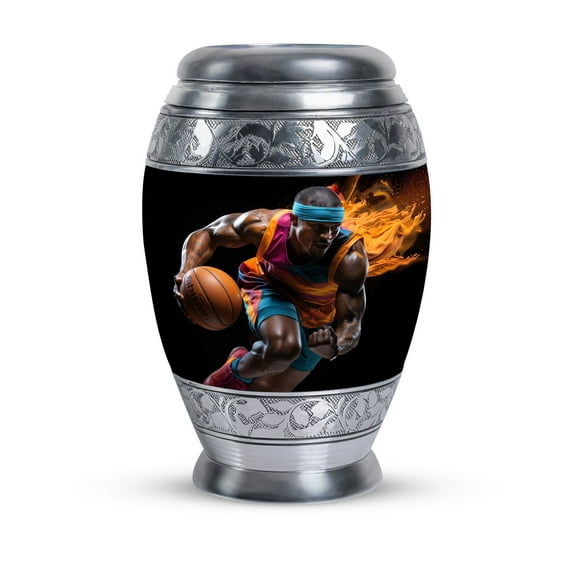 Basketball Urn For Adult Ashes - Ashes Urns Human Remains - Funeral Urn For Adult Ashes - 10 Inch Large Cremation Urn For Human Ashes - Burial Urns For Human Ashes Large - Metal Urn For Mom