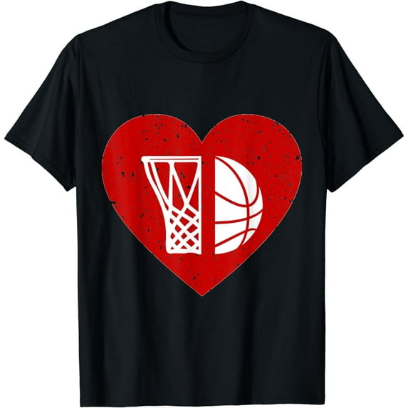 Basketball Valentine Day For Basketball Lover Gifts Heart T-Shirt