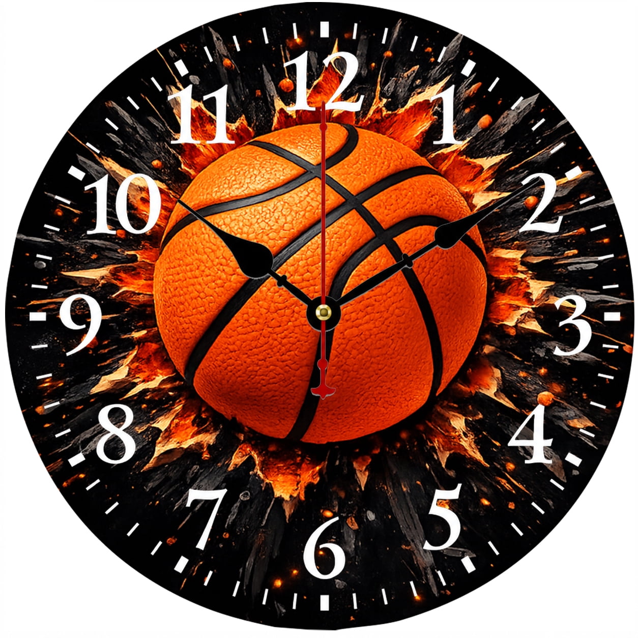 Basketball Wall Clock 9.84 Inch, Sports Decorative Analog Clock with ...