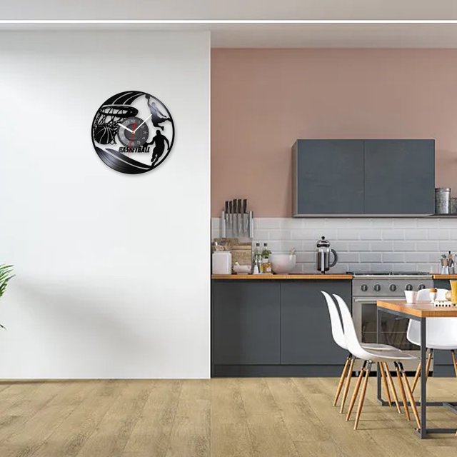 Basketball Wall Clock Basketball Player Outline Wall Art Record Wall