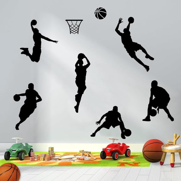 Basketball Wall Decal Large, 3D Basketball Wall Stickers, Self-Adhesive Fathead Window Decor for Teen Boys Bedroom, Living Room, Home, 34x35 Inch