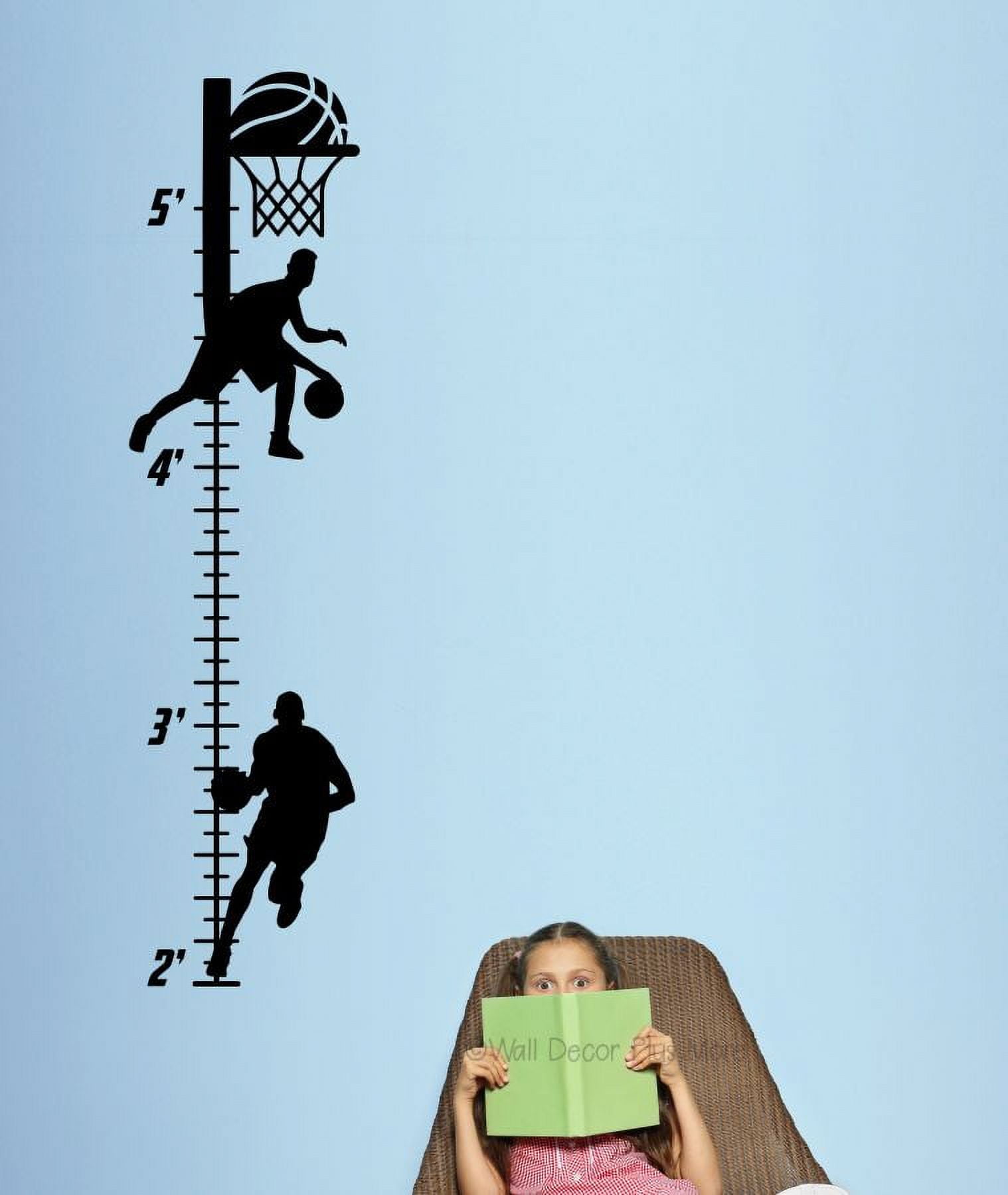Basketball Wall Growth Chart for Kids Basketball Vinyl Wall Decor