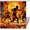 Basketball Waterproof Shower Curtain Set with Hooks and Printed Design