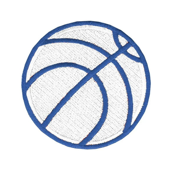 Basketball (White Blue) Iron On Embroidered Patch