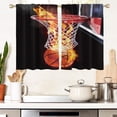 thumbnail image 1 of Basketball Window Curtains for Kitchen Kids Boys Sports Mens Teen Cool Black Orange Small Short Home Living Room Bedroom Bathroom Drapes Treatment Tiers Fabric 1 Pair, 27.5" W x 39" L, Modern, 1 of 6