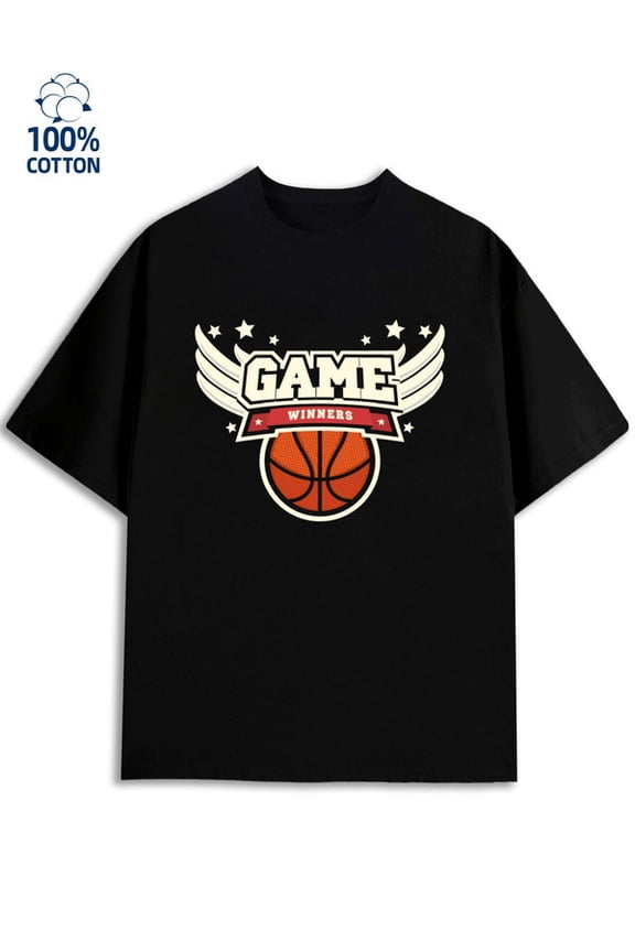 Basketball Winners Tee Men Basketball black Fashionable summer T-shirt, machine washable happy fun Original Unisex Shirt Graphic Tee tshirts Retro Unisex Shirt Short Sleeve tshirts