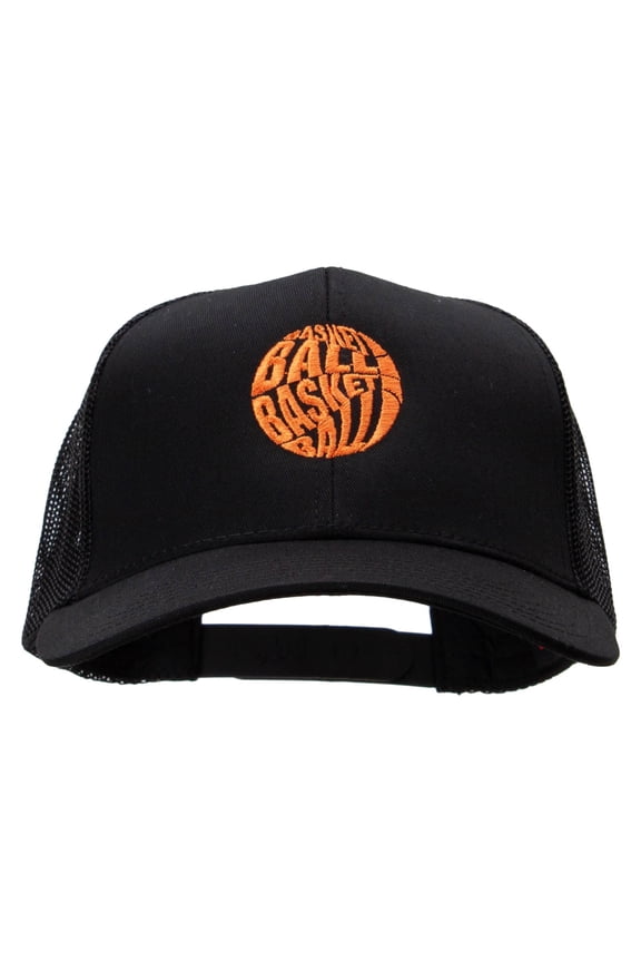 Basketball Word Logo Embroidered Solid Cotton Twill Mesh Prostyle Cap - Black OSFM
