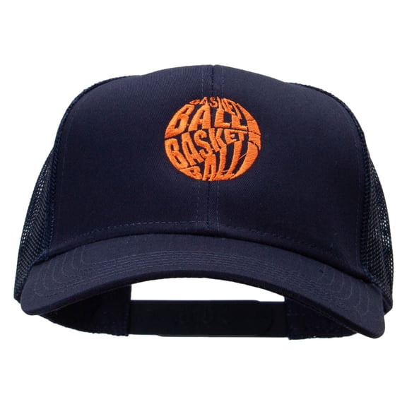 Basketball Word Logo Embroidered Solid Cotton Twill Mesh Prostyle Cap - Navy OSFM