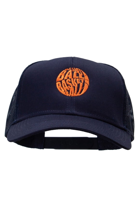 Basketball Word Logo Embroidered Solid Cotton Twill Mesh Prostyle Cap - Navy OSFM