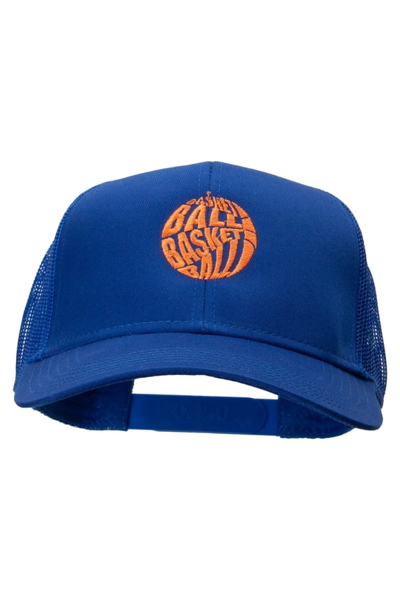 Basketball Word Logo Embroidered Solid Cotton Twill Mesh Prostyle Cap - Royal OSFM