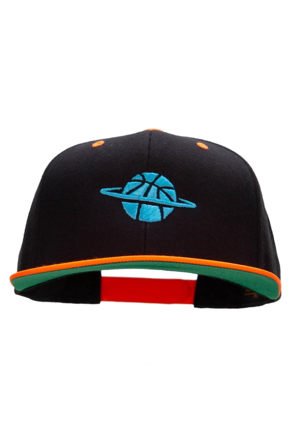 Basketball World Embroidered Wool Blend Classic Snapback - Black Orange OSFM