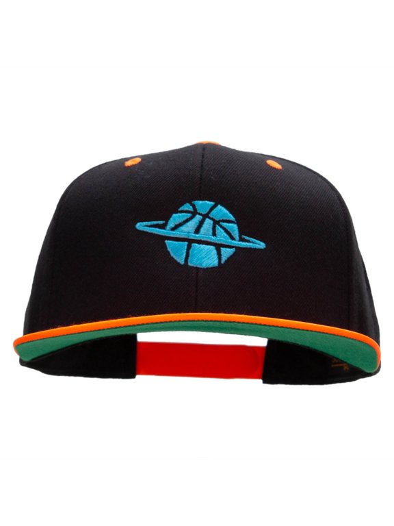 Basketball World Embroidered Wool Blend Classic Snapback - Black Orange OSFM