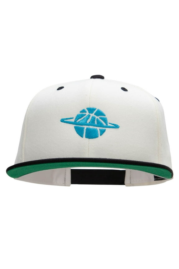 Basketball World Embroidered Wool Blend Classic Snapback - Natural Black OSFM