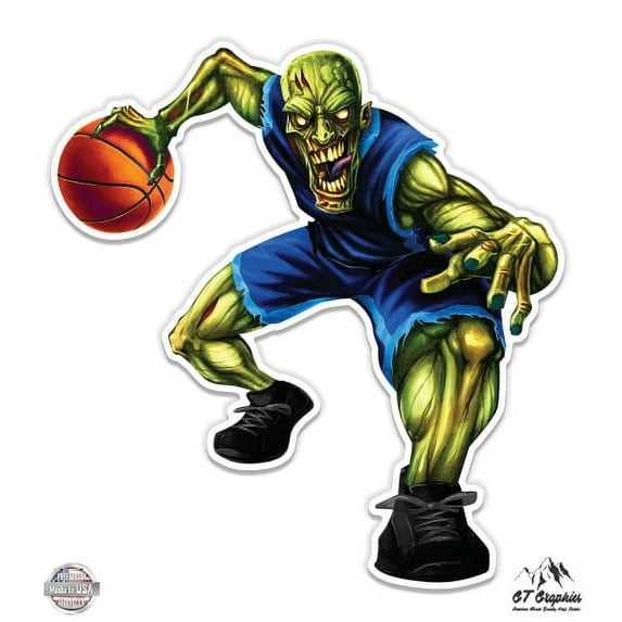 Basketball Zombie - 8" Vinyl Sticker - For Car Laptop I-Pad - Waterproof Decal