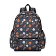 thumbnail image 1 of Basketball and Baseball Black Pattern Cute School Backpack with Padded Back and Adjustable Shoulder Straps 13.4"x11"x4.7", 1 of 5
