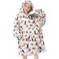 thumbnail image 1 of Basketball and Blast White Pattern Flannel Blanket Hoodies for Teens ,Teens Oversize Sherpa Wearable Hooded Blanket Sweatshirt with Super Pockets, 1 of 5