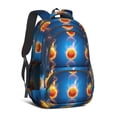 thumbnail image 1 of Basketball and Fire Blue Pattern Cute School Backpack Bag with Padded Back and Adjustable Shoulder Straps 16.9 X 12.6 X 5.9 Inches, 1 of 5