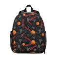 thumbnail image 1 of Basketball and Hoop Black Pattern Backpack for School, Cute School Bag with Adjustable Shoulder Straps and Padded Back, 13.8"x11.4"x6", 1 of 2