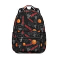 thumbnail image 1 of Basketball and Hoop Black Pattern Backpack for School, Cute School Bag with Adjustable Shoulder Straps and Padded Back, 15.3"x11"x7.1", 1 of 5