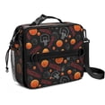 thumbnail image 1 of Basketball and Hoop Black Pattern Insulated Lunch Bag with Shoulder Strap and Bottle Holder,Bento School Lunch Bag Box,11x9.5x3.5 Inches, 1 of 5
