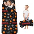 thumbnail image 1 of Basketball and Hoop Black Pattern Teens Toddler Nap Mat with Pillow, Sleeping Mat Bag for Preschool Daycare 59"x22", 1 of 6