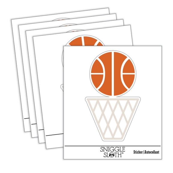 Basketball and Hoop Car Window Bumper Water Bottle Phone Tablet Laptop Waterproof Vinyl Decal Sticker Set 5-Pack - Gloss Finish - 2.0"