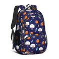 thumbnail image 1 of Basketball and Hoop Navy Pattern Cute School Backpack Bag with Padded Back and Adjustable Shoulder Straps 16.9 X 12.6 X 5.9 Inches, 1 of 5
