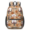 thumbnail image 1 of Basketball and Hoop Wooden Pattern 17" School Backpacks for Teens,Waterproof Oxford Fabric,S-Shape Padded Straps for School,Travel,Hiking,Camping, 1 of 6