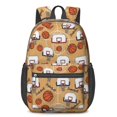thumbnail image 1 of Basketball and Hoop Wooden Pattern 17" Waterproof Oxford School Backpacks for Teens, S-Shape Padded Straps, for School, Travel, Hiking, Camping, 1 of 5