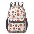thumbnail image 1 of Basketball and Leopard White Pattern 17" Waterproof Oxford School Backpacks for Teens, S-Shape Padded Straps, for School, Travel, Hiking, Camping, 1 of 5