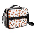 thumbnail image 1 of Basketball and Leopard White Pattern Bento School Insulated Lunch Bag Box with Shoulder Strap and Bottle Holder, 11" X 9.5" X 3.5", 1 of 5