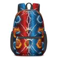 thumbnail image 1 of Basketball and Lightning Red Pattern 17" Waterproof Oxford School Backpacks for Teens, S-Shape Padded Straps, for School, Travel, Hiking, Camping, 1 of 5