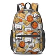 thumbnail image 1 of Basketball and Lightning White Pattern 17" School Backpacks for Teens,Waterproof Oxford Fabric,S-Shape Padded Straps for School,Travel,Hiking,Camping, 1 of 6