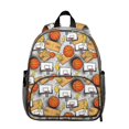 thumbnail image 1 of Basketball and Lightning White Pattern Backpack for School, Cute School Bag with Adjustable Shoulder Straps and Padded Back, 13.8"x11.4"x6", 1 of 5