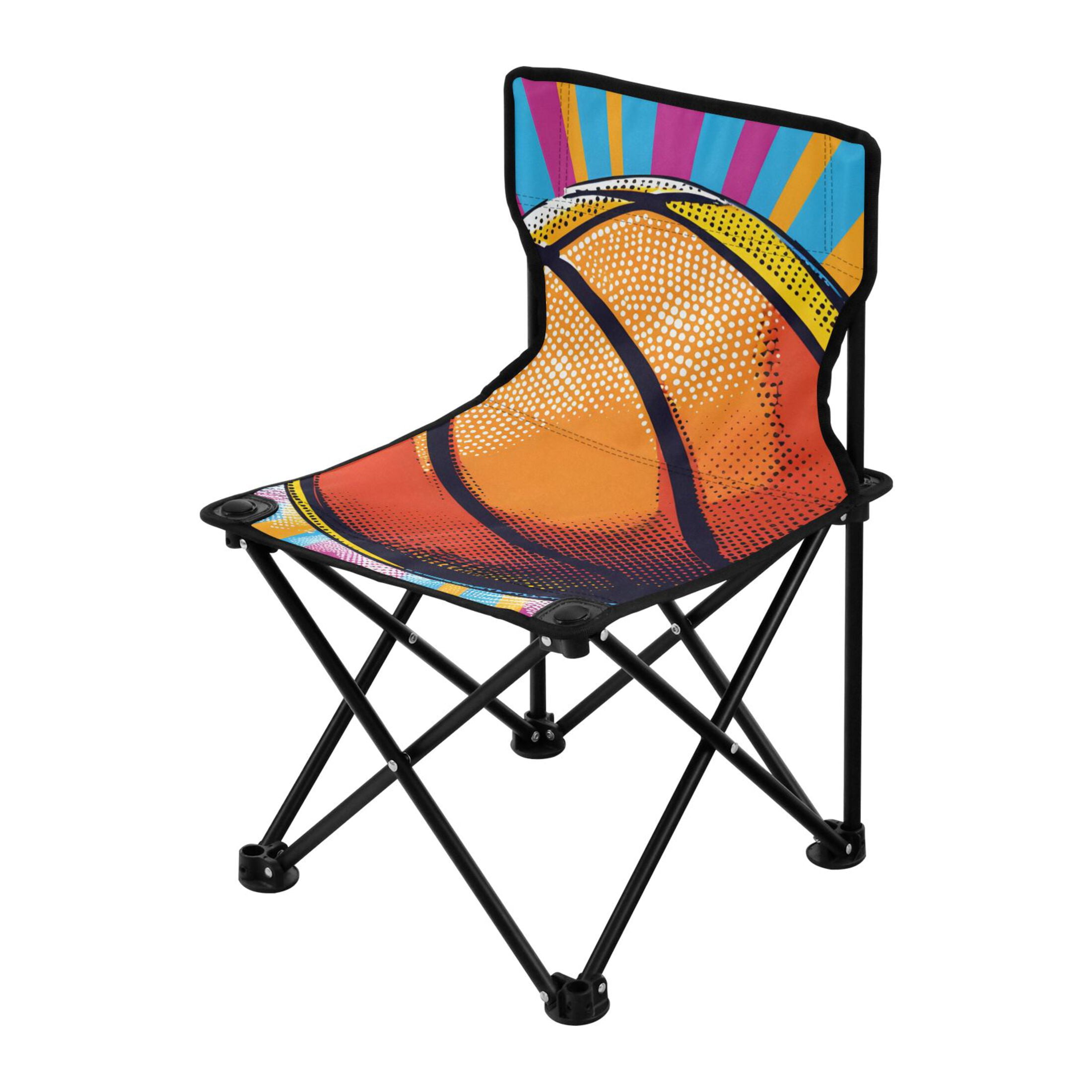 Basketball and Rainbow Portable Camping Chair Outdoor Folding Beach Chair  Fishing Chair Lawn Chair with Carry Bag Support to 220LBS 