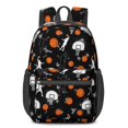 thumbnail image 1 of Basketball and Silhouette Black Pattern 17" Waterproof Oxford School Backpacks for Teens, S-Shape Padded Straps, for School, Travel, Hiking, Camping, 1 of 5