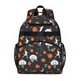 thumbnail image 1 of Basketball and Silhouette Black Pattern Cute School Backpack Bag for School with Padded Back and Adjustable Shoulder Straps 15.25"x11.5"x5.25", 1 of 5